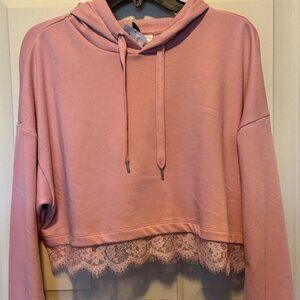 NWT Divided H&M Lace Hoodie Top Sweatshirt sz M
